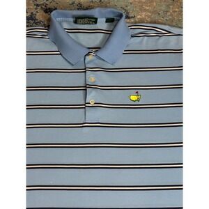 Masters Collection Augusta National Golf Polo Shirt Mens L Blue Stripe Logo